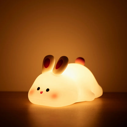 LED Night Light – Cute Rabbit Silicone Lamp, Dimmable USB Rechargeable for Kids