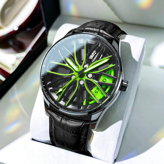 Wheel Men's Luxury Watch – Waterproof Rotary Sport Car Rim Quartz Watch