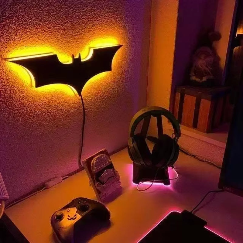 Batmanes Night Light Cool Remote Control Multi Color 3D Creative Bat Atmosphere Home Decoration Bedroom Wall Hanging Lamp