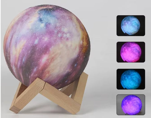 Z20 3D Printing Moon Lamp – 16-Color Touch & Remote Control Galaxy Night Light