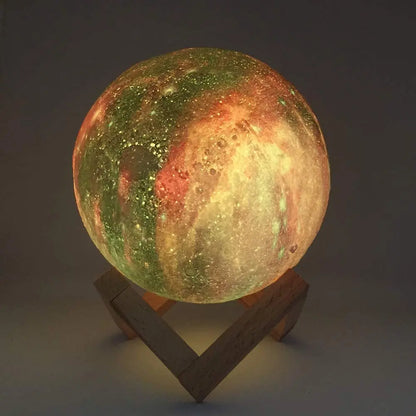 Z20 3D Printing Moon Lamp – 16-Color Touch & Remote Control Galaxy Night Light