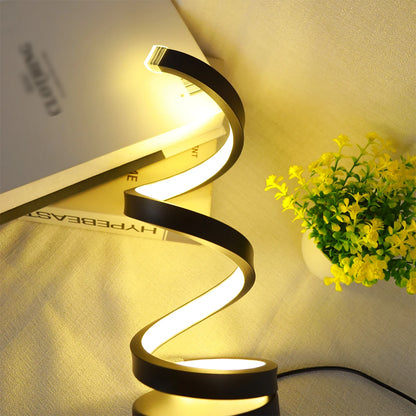 Minimalist Spiral Desk Lamp – LED Charging Light for Living & Study Rooms