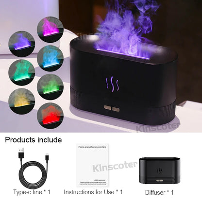 RGB Flame Aroma Diffuser & Humidifier – USB Desktop Air Purifier with 7 Colors