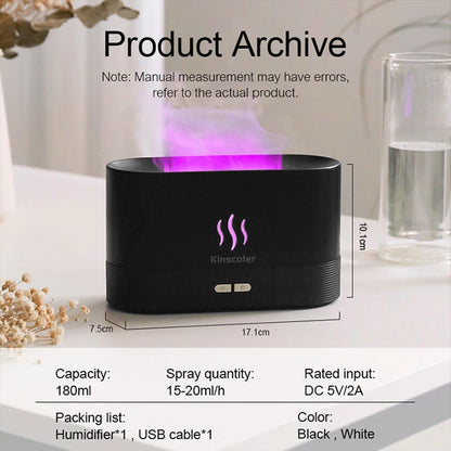 RGB Flame Aroma Diffuser & Humidifier – USB Desktop Air Purifier with 7 Colors