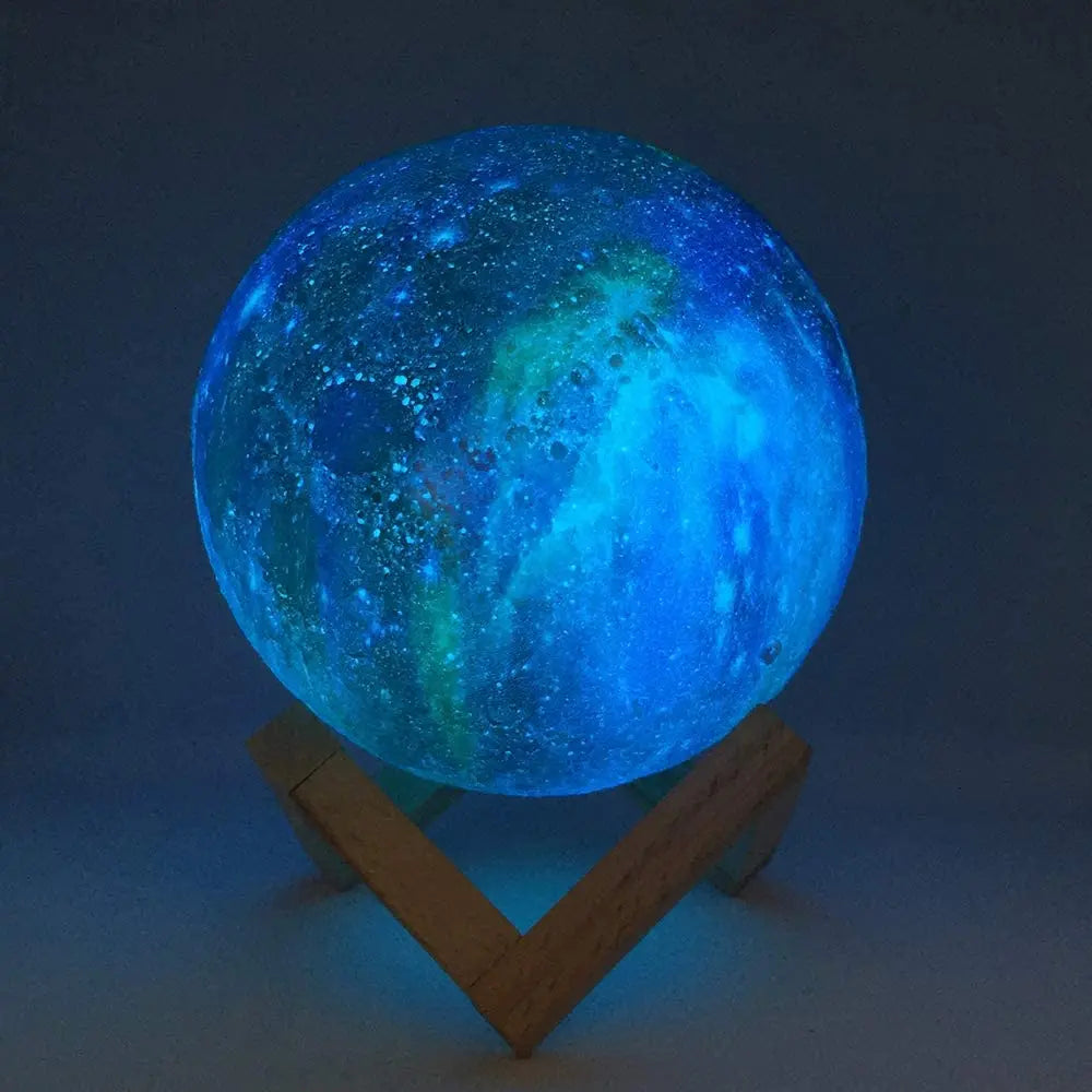 Z20 3D Printing Moon Lamp – 16-Color Touch & Remote Control Galaxy Night Light