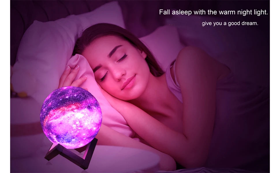 Z20 3D Printing Moon Lamp – 16-Color Touch & Remote Control Galaxy Night Light