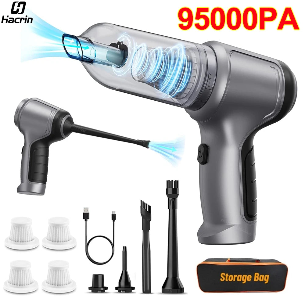 High Power Car Vacuum Cleaner – 95000PA Wireless Handheld Cordless for Home & Car