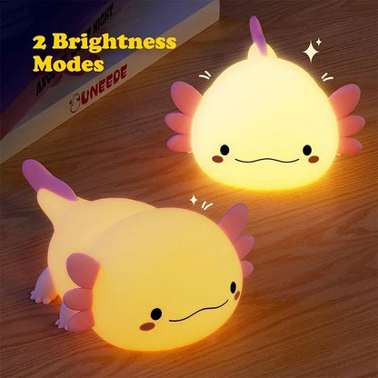 Cute Axolotl Night Light – USB Rechargeable Touch Control Lamp for Kids