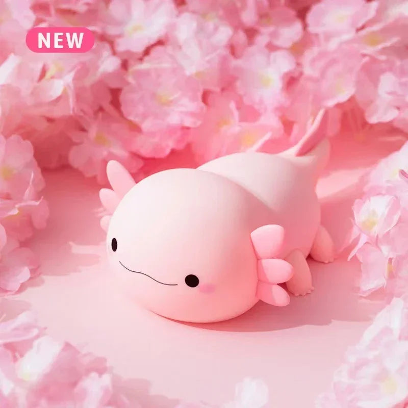 Cute Axolotl Night Light – USB Rechargeable Touch Control Lamp for Kids